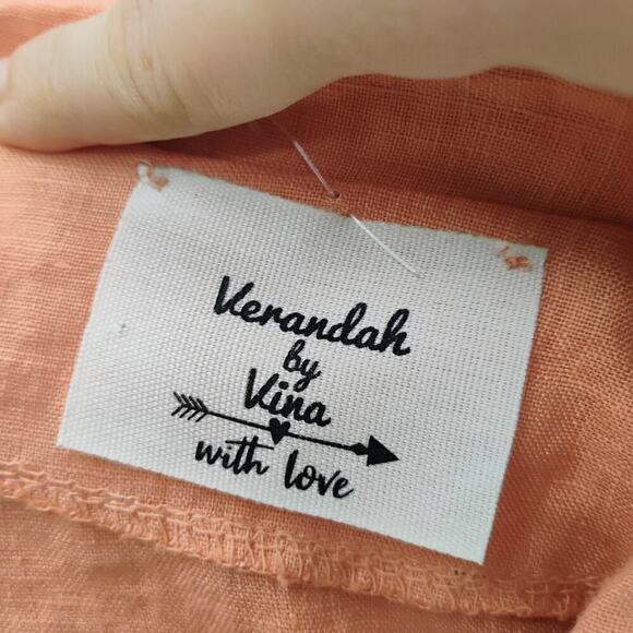 Verandah by Vina Orange Poncho Free Size tunic top 100% linen lagenlook peach - Picture 10 of 11